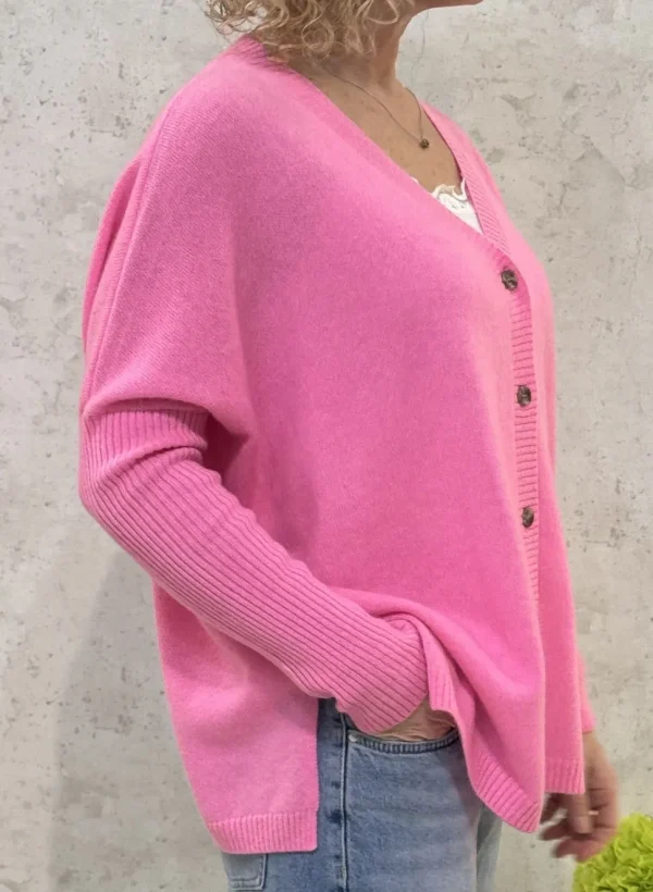 Absolut Cashmere Cardigan Paula bubble gum neon