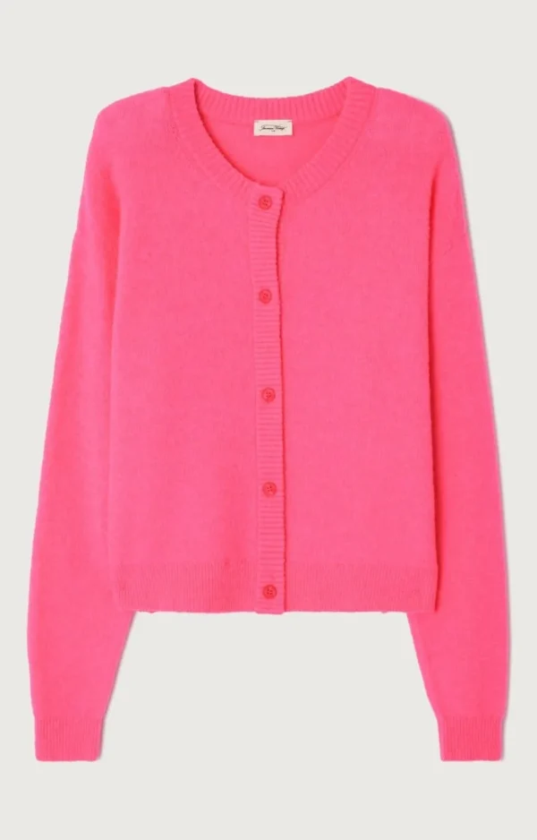 American Vintage Damsville Cardigan fluo pink