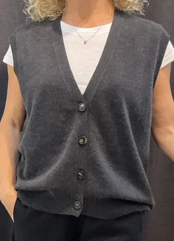 Caroline Cashmere Waistcoat charcoal grey