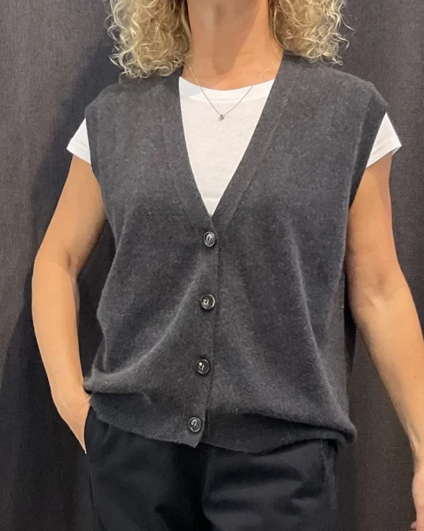 Caroline Cashmere Waistcoat charcoal grey