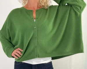 Caroline Crew Cardigan leaf green