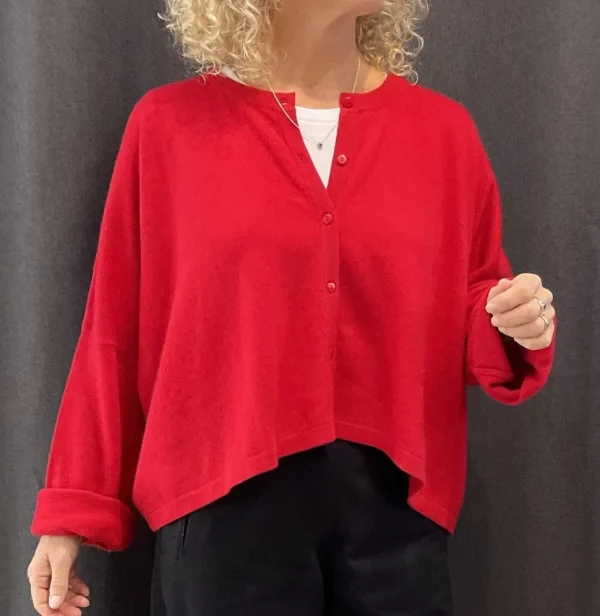 Caroline Crew Cardigan Red