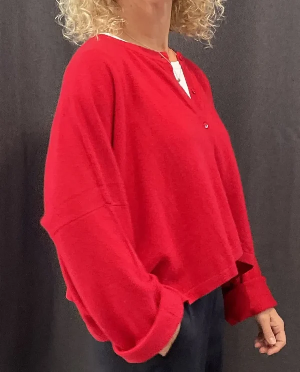 Caroline Crew Cardigan Red