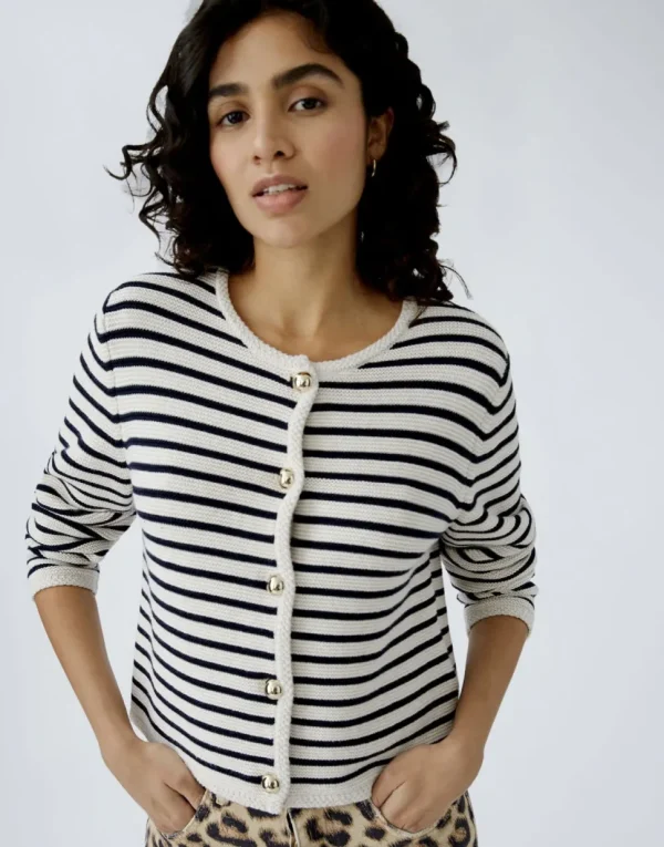 Oui Cardigan white blue