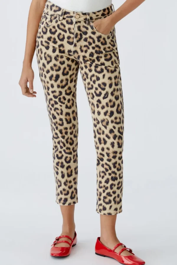 Oui Jeans Cropped leopard