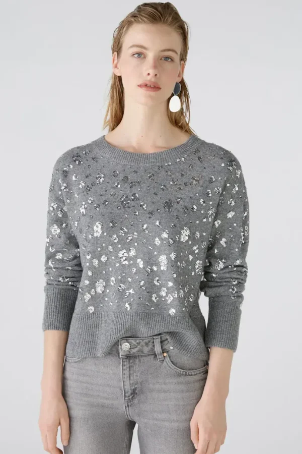 Oui Jumper Sparkles grey