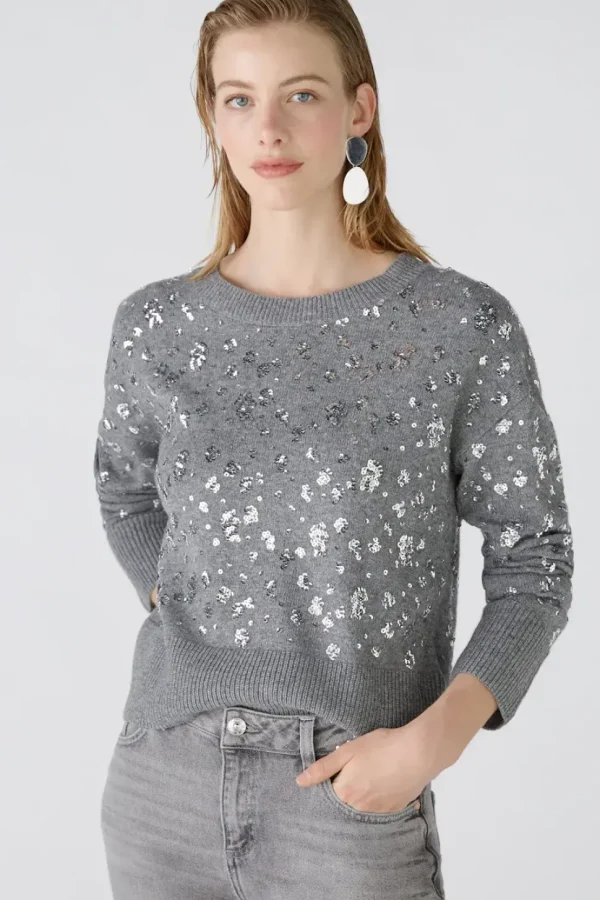 Oui Jumper Sparkles grey