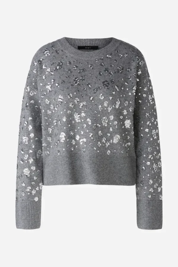 Oui Jumper Sparkles grey