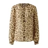 Oui Leopard Blouse camel grey