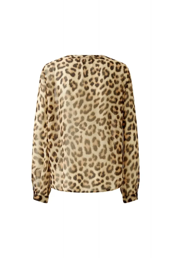 Oui Leopard Blouse camel grey