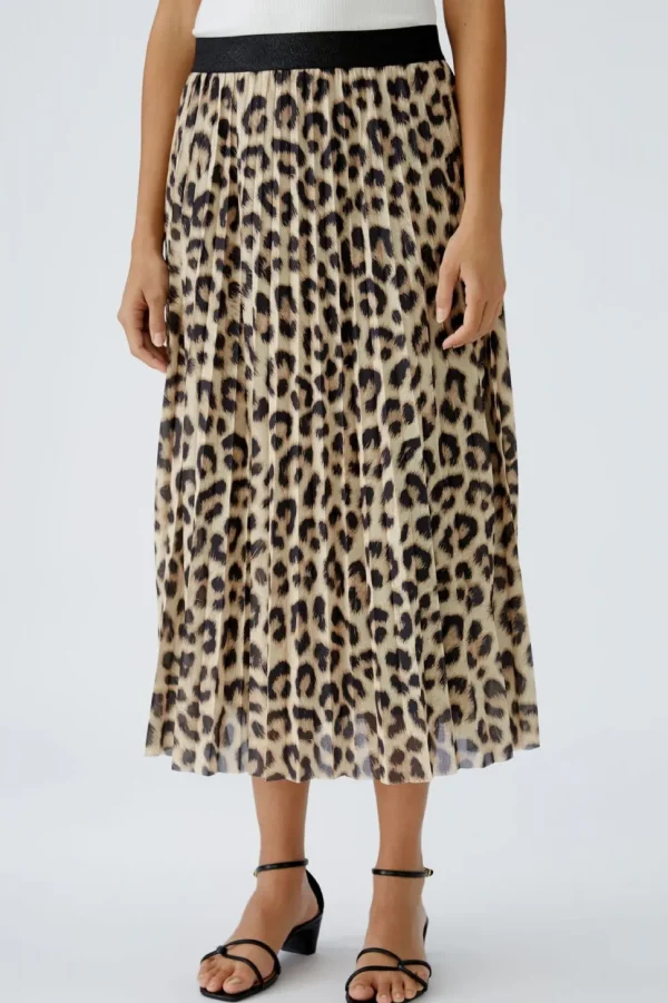 Oui Leopard Skirt Camel grey