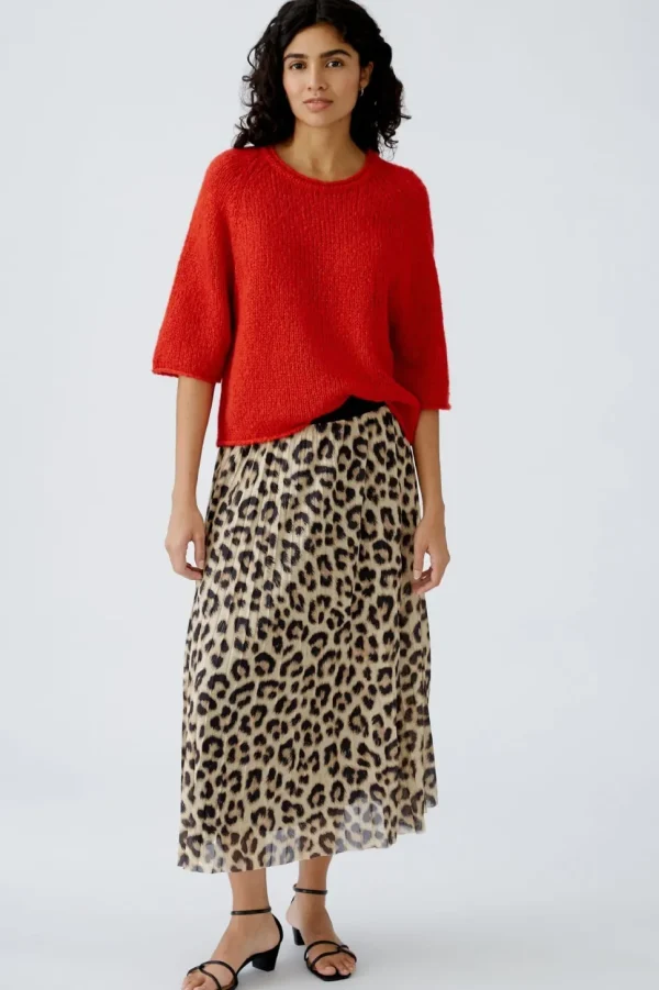 Oui Leopard Skirt Camel grey