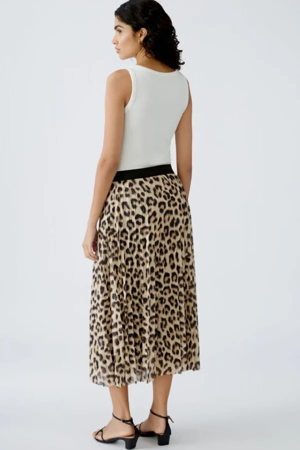 Oui Leopard Skirt Camel grey