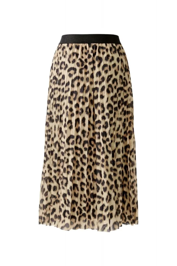 Oui Leopard Skirt Camel grey