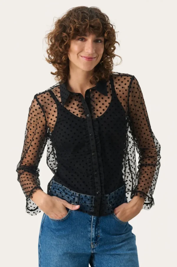 Part Two Blouse Marrike black flock dot