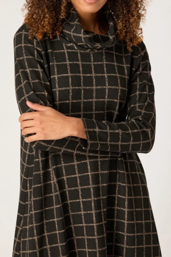 Sahara Broken Check Jersey Dress black/taupe