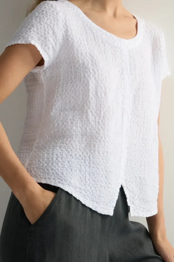 Sahara Waffle Linen Top white