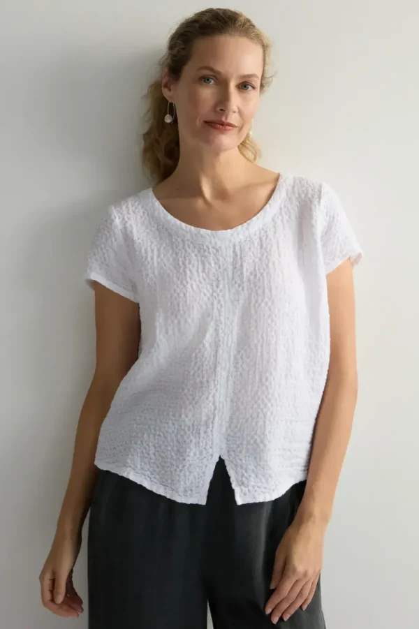 Sahara Waffle Linen Top white